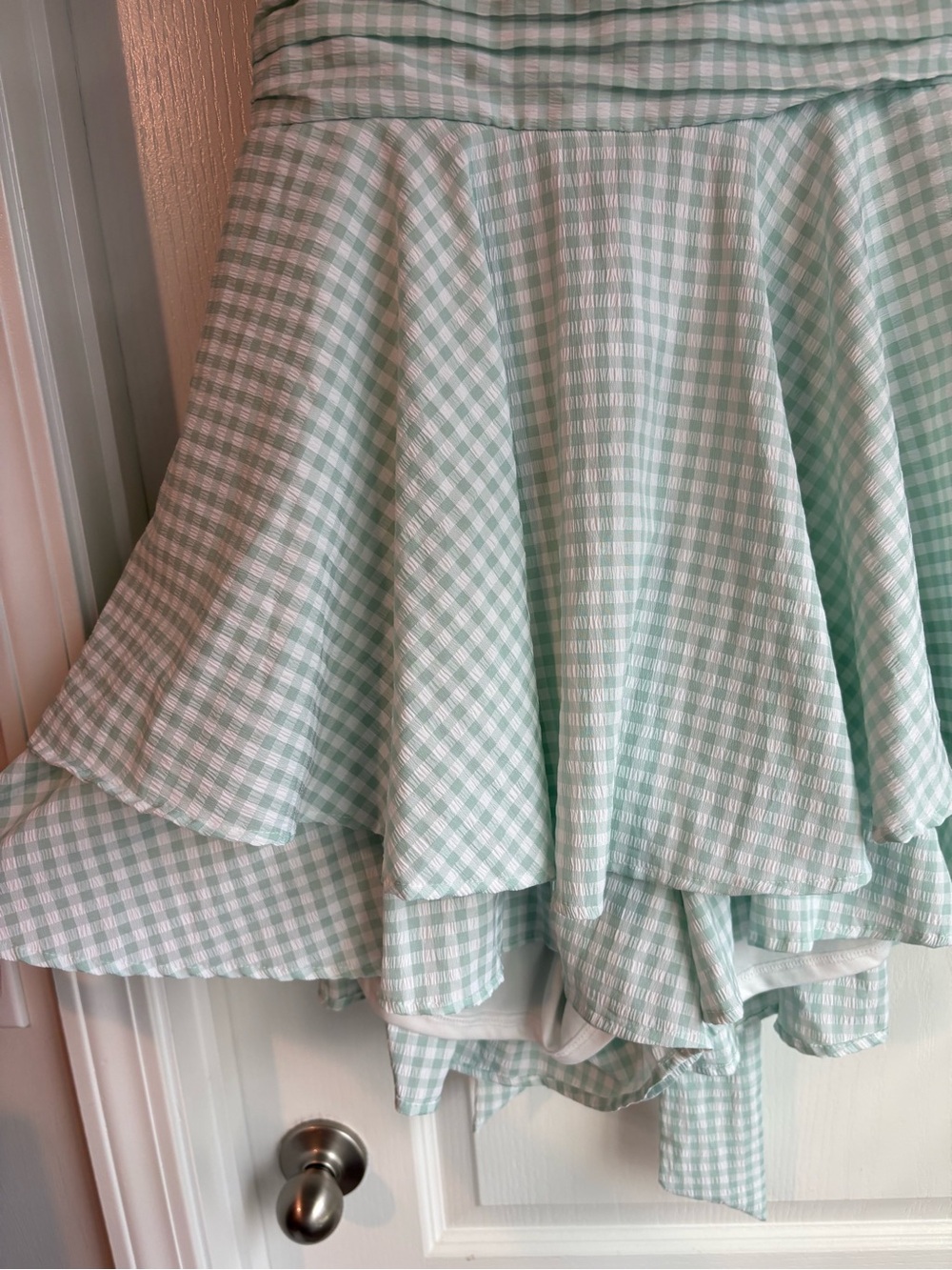 Altar'd State Mint Gingham Ruffle Romper - Picture 3 of 7